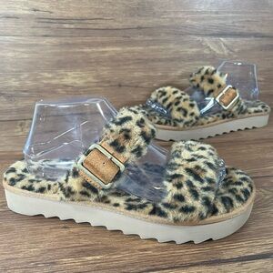 Koolaburra Furr-Ah Cheetah Slides Sandals Women’s Size 9 Shoes Slip-On